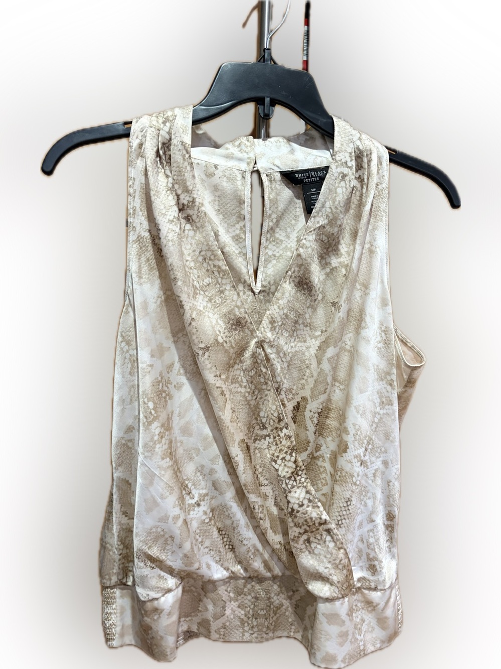 White House Black Market Beige Snake-Print Surplice Tank